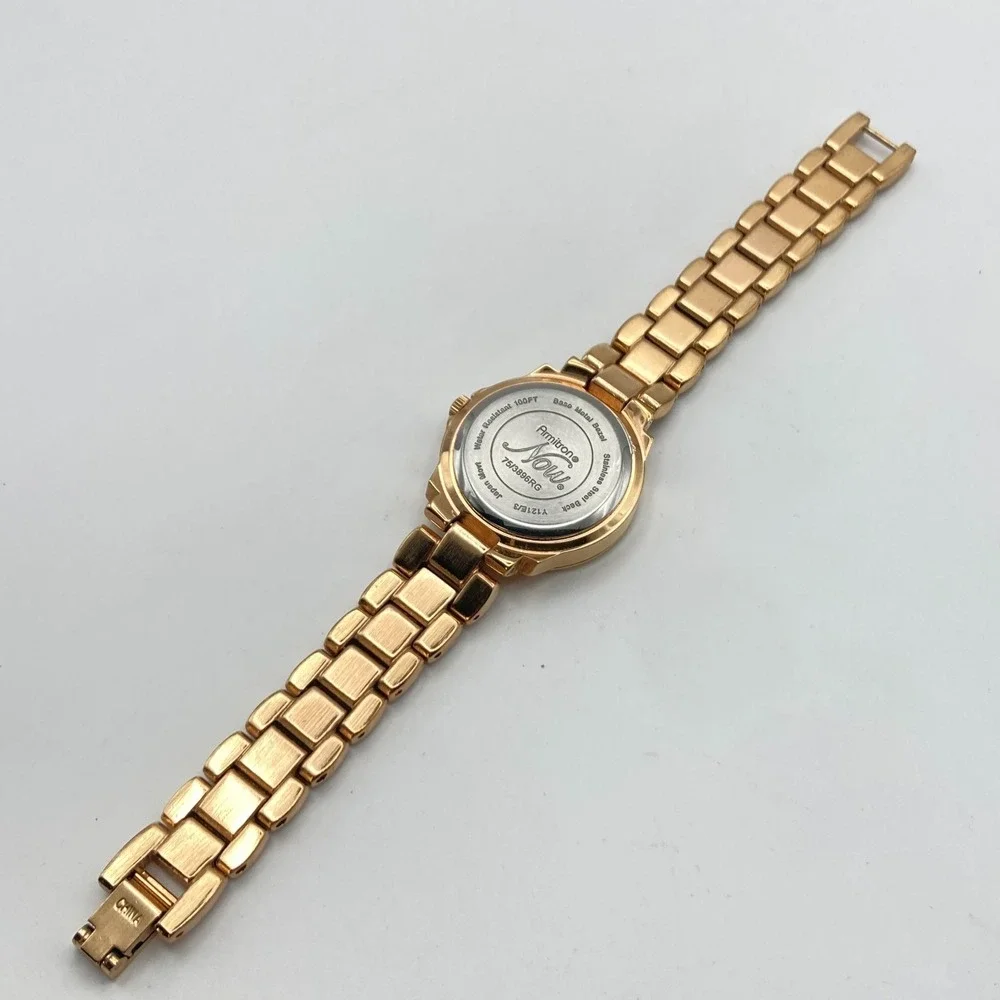 Armitron Women's Watch 27mm Rose Gold Tone Ivory Enamel New Battery SMALL 5.75